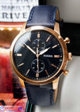  Shop Authentic Fossil Townsman Chronograph Blue Dial Blue Leather Strap Watch for Men - FS5436 - Luxxuri