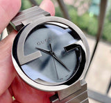  Shop Authentic Gucci G Interlocking Quartz Grey Dial Grey Steel Strap Watch For Men - YA133210 - Luxxuri