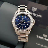  Shop Authentic Tag Heuer Aquaracer Quartz Diamonds Blue Dial Silver Steel Strap Watch for Women - WAY131N.BA0748 - Luxxuri