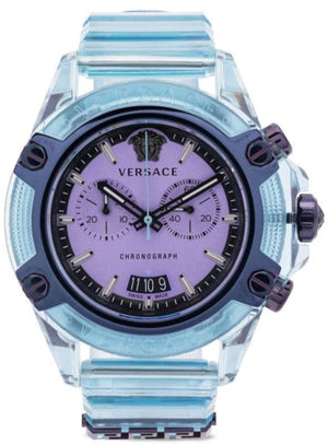  Shop Authentic Versace Icon Active Chronograph Purple Dial Blue Silicone Strap Watch For Men - VEZ701523 - Luxxuri
