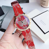  Shop Authentic Gucci G Timeless Quartz Red Dial Red Leather Strap Watch For Women - YA1264054 - Luxxuri