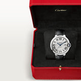  Shop Authentic Cartier Ballon Bleu de Cartier Silver Dial Black Leather Strap Watch for Men - WSBB0026 - Luxxuri