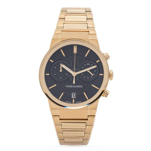  Shop Authentic Salvatore Ferragamo Sapphire Chrono Black Dial Gold Steel Strap Watch for Men - SFME01323 - Luxxuri