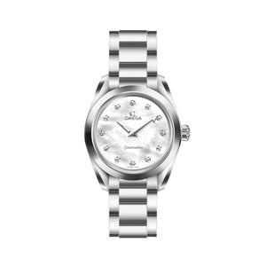  Shop Authentic Omega Seamaster Aqua Terra Quartz Diamonds Mother of Pearl Dial Silver Steel Strap Watch for Women - 220.10.28.60.55.001 - Luxxuri