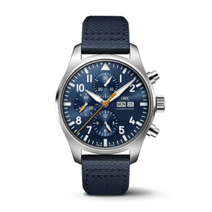  Shop Authentic IWC Pilot's Automatic Chronograph 43mm Blue Dial Blue Calfskin Strap Watch for Men - IW377729 - Luxxuri