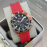  Shop Authentic Fossil Bannon Multifunction Black Dial Red Silicone Strap Watch for Men - BQ2499 - Luxxuri