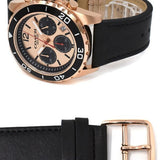 Coach Kent Chronograph Rose Gold Dial Black Leather Strap Watch for Men - 14602559