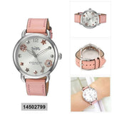 Coach Delancey White Dial Pink Leather Strap Watch for Women - 14502799