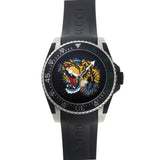  Shop Authentic Gucci Dive Tiger Black Dial Black Rubber Strap Watch For Men - YA136318 - Luxxuri