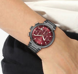  Shop Authentic Hugo Boss One Chronograph Red Dial Grey Steel Strap Watch For Men - 1514000 - Luxxuri