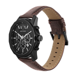  Shop Authentic Armani Exchange Outerbanks Chronograph Black Dial Brown Leather Strap Watch For Men - AX1732 - Luxxuri