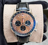  Shop Authentic Breitling Navitimer B01 Chronograph 43 Brown Dial Black Leather Strap Watch for Men - AB0138241K1P1 - Luxxuri