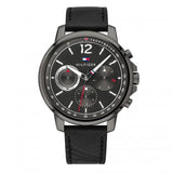  Shop Authentic Tommy Hilfiger London Chronograph Grey Dial Black Leather Strap Watch for Men - 1791533 - Luxxuri