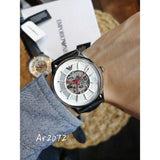  Shop Authentic Emporio Armani Meccanico Silver Skeleton Dial Black Leather Strap Watch For Men - AR2072 - Luxxuri