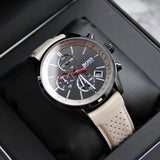  Shop Authentic Hugo Boss Grand Prix Chronograph Black Dial Grey Leather Strap Watch for Men - 1513562 - Luxxuri