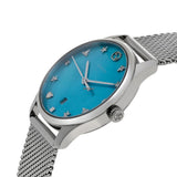  Shop Authentic Gucci G-Timeless Turquiose Mother of Pearl Dial Silver Mesh Bracelet Watch For Women - YA1264039 - Luxxuri
