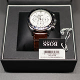  Shop Authentic Hugo Boss Ikon White Dial Brown Leather Strap Watch for Men - 1513175 - Luxxuri