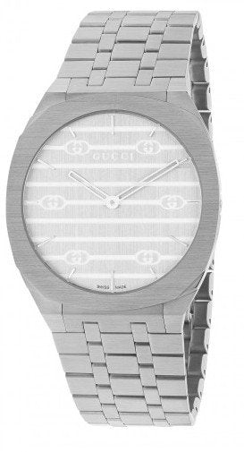  Shop Authentic Gucci 25H Quartz Silver Dial Silver Steel Strap Watch For Women - YA163402 - Luxxuri