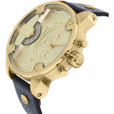  Shop Authentic Diesel Mr Daddy Gold Dial Black Leather Strap Watch For Men - DZ7363 - Luxxuri