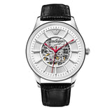  Shop Authentic Emporio Armani Meccanico Silver Skeleton Dial Black Leather Strap Watch For Men - AR2072 - Luxxuri