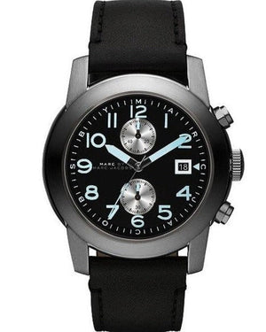  Shop Authentic Marc Jacobs Larry Chronograph Black Dial Black Leather Strap Watch for Men - MBM5054 - Luxxuri