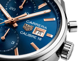  Shop Authentic Tag Heuer Carrera Automatic Chronograph Blue Dial Silver Steel Strap Watch for Men - CBK2115.BA0715 - Luxxuri