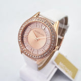  Shop Authentic Michael Kors Harlowe Analog Rose Gold Dial White Leather Strap Watch For Women - MK2989 - Luxxuri