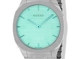  Shop Authentic Gucci 25H Quartz Turquoise Dial Silver Steel Strap Watch For Women - YA163409 - Luxxuri