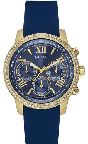  Shop Authentic Guess Sunrise Blue Dial with Diamonds Blue Rubber Strap Watch For Women - W0616L2 - Luxxuri
