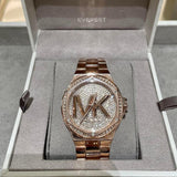  Shop Authentic Michael Kors Lennox Three Hand Rose Gold Dial Rose Gold Steel Strap Watch For Women - MK7230 - Luxxuri
