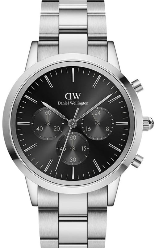 Shop Authentic Daniel Wellington Iconic Chronograph Link Black Dial Silver Steel Strap Watch For Men  - DW00100645 - Luxxuri