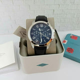  Shop Authentic Fossil Grant Chronograph Blue Dial Black Leather Strap Watch for Men - FS4990 - Luxxuri