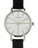  Shop Authentic Calvin Klein Even Silver Dial Black Leather Strap Watch for Men - K7B211CY - Luxxuri