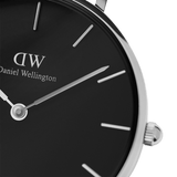  Shop Authentic Daniel Wellington Petite Sterling Black Dial Silver Mesh Bracelet Watch For Women - DW00100218 - Luxxuri