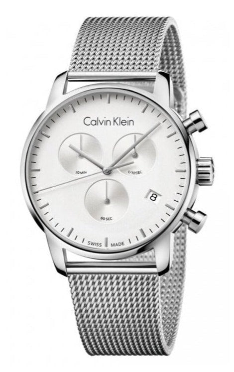  Shop Authentic Calvin Klein High Noon Silver Dial Silver Mesh Bracelet Watch for Men - K8M27126 - Luxxuri