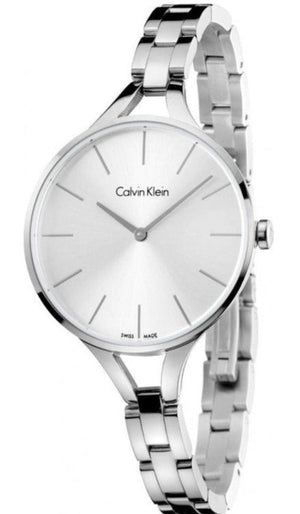  Shop Authentic Calvin Klein Graphic White Dial Silver Steel Strap Watch for Women - K7E23146 - Luxxuri