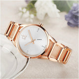  Shop Authentic Calvin Klein Stately White Dial Gold Steel Strap Watch for Women - K3G2362W - Luxxuri