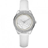  Shop Authentic Guess Rosette Analog White Dial White Leather Strap Watch For Women - W75043L1 - Luxxuri