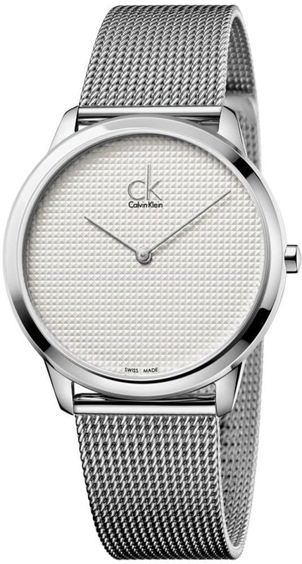  Shop Authentic Calvin Klein Minimal White Dial Silver Mesh Bracelet Watch for Men - K3M2112Y - Luxxuri