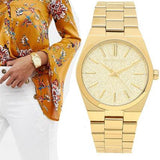  Shop Authentic Michael Kors Channing Quartz Gold Dial Gold Steel Strap Watch For Women - MK6623 - Luxxuri