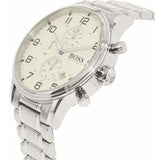  Shop Authentic Hugo Boss Aeroliner Chronograph White Dial Silver Steel Strap Watch for Men - 1513182 - Luxxuri