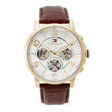  Shop Authentic Tommy Hilfiger Keagan Quartz Silver Dial Brown Leather Strap Watch for Men - 1791291 - Luxxuri