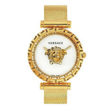  Shop Authentic Versace Palazzo Empire Greca White Dial Gold Mesh Bracelet Watch for Women - VEDV00619 - Luxxuri