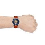 Shop Authentic Fossil Commuter Automatic Skeleton Blue Dial Brown Leather Strap Watch for Men - ME3159 - Luxxuri