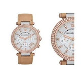  Shop Authentic Michael Kors Parker Chronograph White Dial Tan Leather Strap Watch for Women - MK5633 - Luxxuri