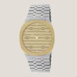  Shop Authentic Gucci 25H Quartz Gold Dial Silver Steel Strap Watch for Women - YA163403 - Luxxuri