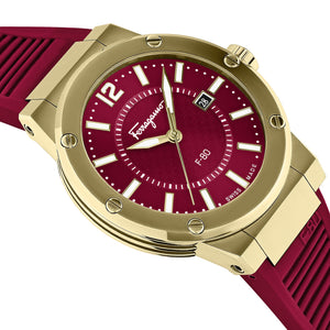  Shop Authentic Salvatore Ferragamo F-80 Classic Red Dial Red Rubber Strap Watch for Men - SFHY02422 - Luxxuri