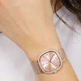  Shop Authentic Guess Tapestry Diamonds Rose Gold Dial Rose Gold Mesh Bracelet Watch for Women - GW0354L3 - Luxxuri