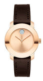  Shop Authentic Movado Bold Rose Gold Dial Brown Leather Strap Watch For Women - 3600438 - Luxxuri