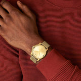  Shop Authentic Movado Bold Diamonds Gold Dial Gold Mesh Bracelet Watch For Men - 3600460 - Luxxuri